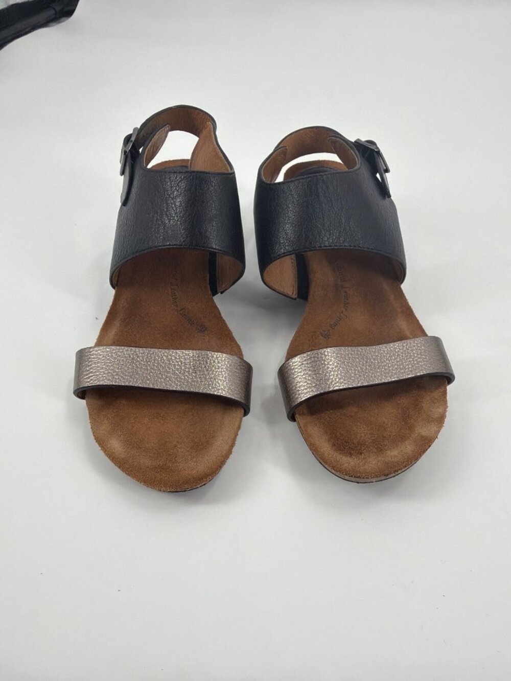 Söfft Vanita Open-Toe Sandals Leather Womens Size 8M Black Silver Wedge Boho - Picture 7 of 9
